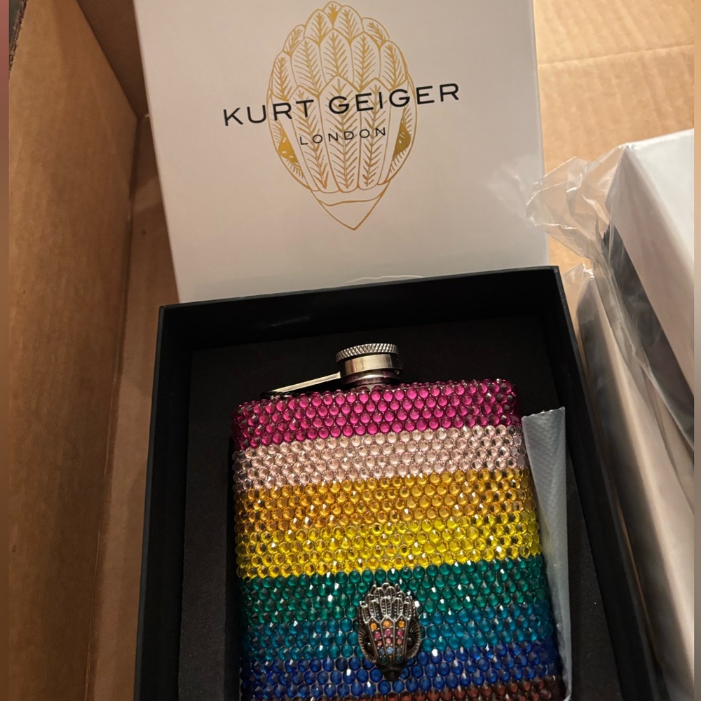 NWT Kurt Geiger Crystal Jewel Rainbow Flask with Eagle head - Picture 1 of 8